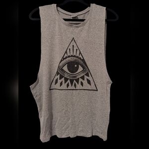 Medium Gray Sleeveless Graphic Top